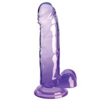 Фиолетовый фаллоимитатор с мошонкой на присоске 7’’ Cock with Balls - 20,3 см. (фиолетовый)