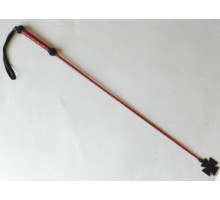 Короткий плетеный стек с наконечником-крестом и красной рукоятью - 70 см. (красный с черным)