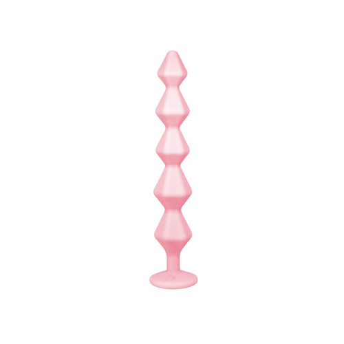 Розовая анальная цепочка с кристаллом Chummy - 16 см. (розовый)