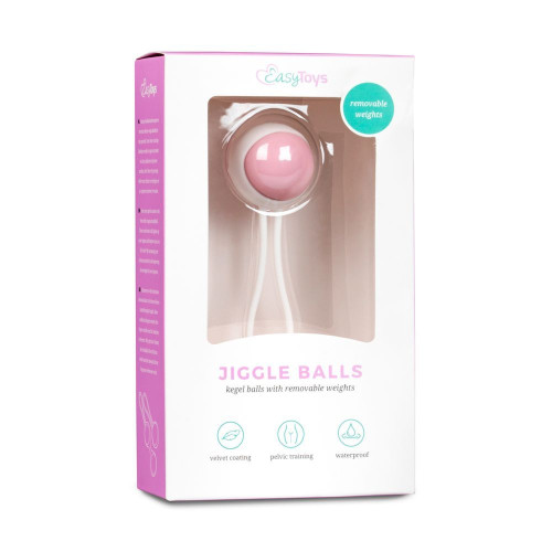 Вагинальный шарик Jiggle Balls с петлёй (розовый с белым)