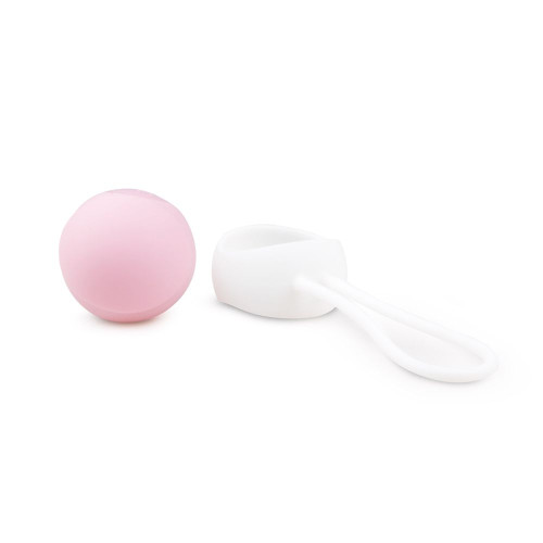 Вагинальный шарик Jiggle Balls с петлёй (розовый с белым)