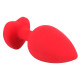 Красная силиконовая анальная пробка с черным стразом-сердечком - 9,3 см. (красный с черным)