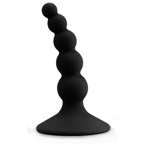 Черный анальный стимулятор с шариками Lure me Beaded Anal Plug - 10,3 см. (черный)