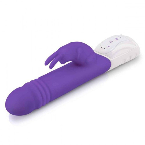 Фиолетовый пульсирующий вибромассажер G-Spot Thrusting Rabbit - 24 см. (фиолетовый)