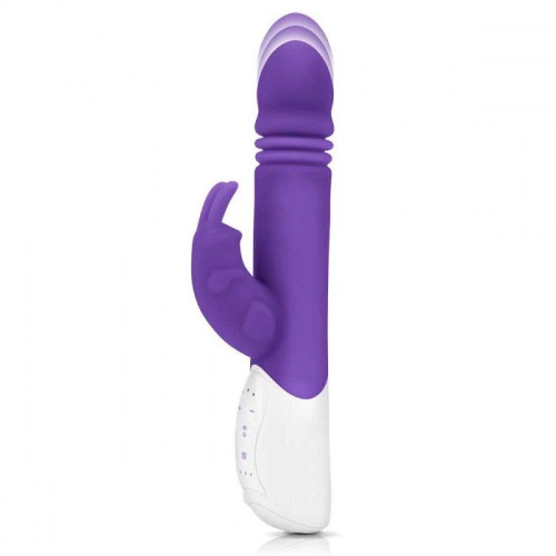 Фиолетовый пульсирующий вибромассажер G-Spot Thrusting Rabbit - 24 см. (фиолетовый)