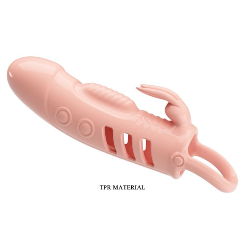 Телесная насадка на пенис с вибрацией Sloane - 18,7 см. (телесный)