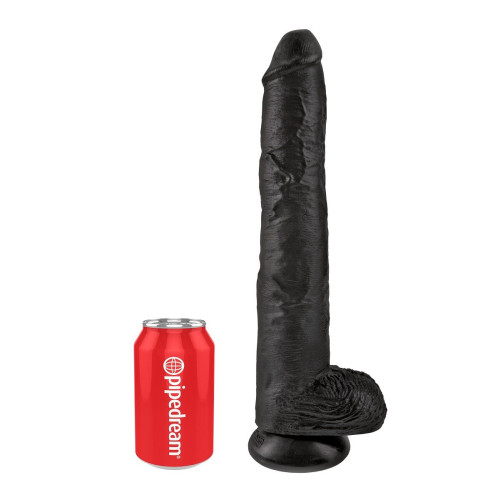 Чёрный фаллоимитатор-гигант 14  Cock with Balls - 37,5 см. (черный)