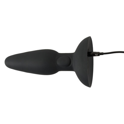 Черная анальная вибропробка с пульсацией в нижней части Thumping Anus Butt Plug - 15 см. (черный)