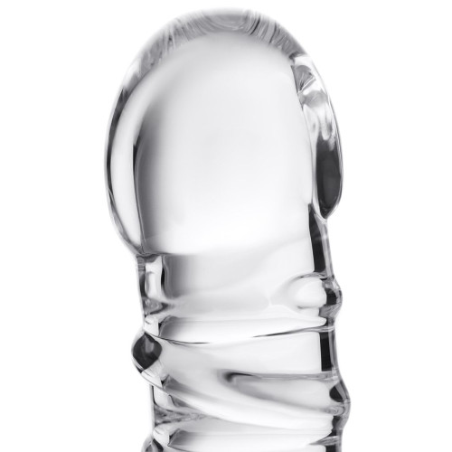 Фаллос со спиралевидным рельефом из прозрачного стекла - 16 см. (прозрачный)
