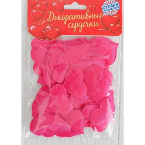 Набор ярко-розовых декоративных сердец - 50 шт. (ярко-розовый)