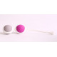 Вагинальные шарики разного веса в белом держателе (серый с розовым)