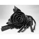 Черная кожаная плеть с розой в рукояти - 40 см. (черный)