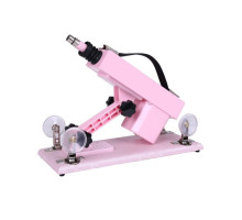 Розовая секс-машина с проводным пультом и 5 насадками (розовый)