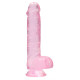 Розовый фаллоимитатор Realrock Crystal Clear 8 inch - 21 см. (розовый)