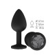 Чёрная анальная втулка с чёрным кристаллом - 7,3 см. (черный)