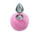 Серебристая анальная пробка с розовым пушистым хвостиком Twinkle (розовый)