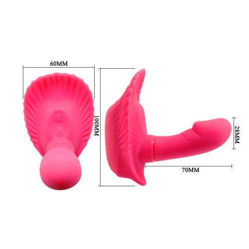 Клиторальный стимулятор с вагинальной пробкой Fancy Clamshell (розовый)