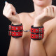 Красно-чёрные наручники из кожи (красный с черным)