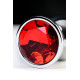 Серебристая анальная втулка Metal с рубиновым кристаллом - 9,5 см. (красный)