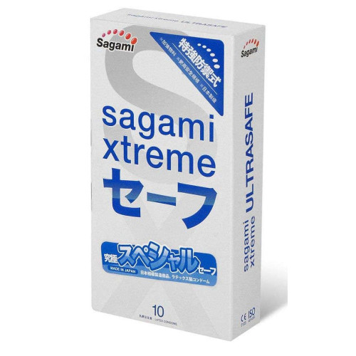 Презервативы Sagami Xtreme Ultrasafe с двойным количеством смазки - 10 шт. (прозрачный)
