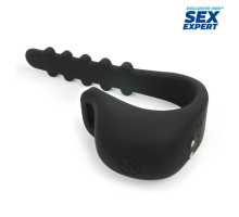 Черное эрекционное кольцо с электростимуляцией Sex Expert (черный)