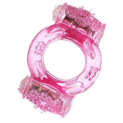 Розовое виброкольцо с двумя виброэлементами (розовый)