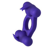 Фиолетовое эрекционное виброкольцо с двумя моторами Silicone Rechargeable Triple Orgasm Enhancer (фиолетовый)