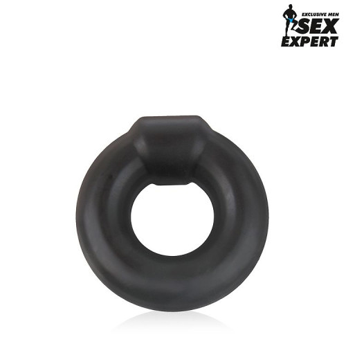 Черное силиконовое круглое эрекционное кольцо Sex Expert (черный)