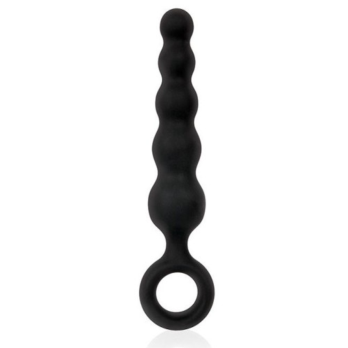 Черный анальный стимулятор-елочка с ограничительным колечком - 8,5 см. (черный)