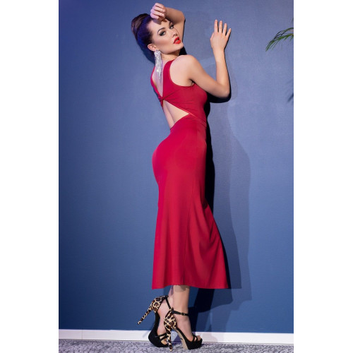 Роскошное длинное платье с разрезом (красный|S-M)