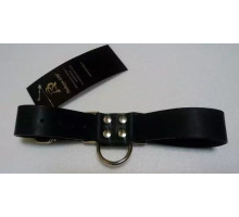 Чёрные широкие ременные наручники с полукольцом (черный)