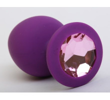 Фиолетовая силиконовая пробка с розовым стразом - 8,2 см. (розовый)