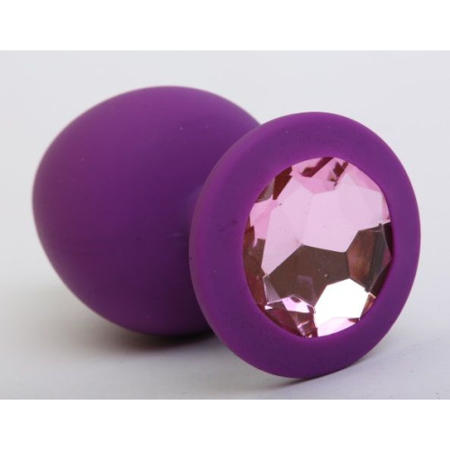 Фиолетовая силиконовая пробка с розовым стразом - 8,2 см. (розовый)