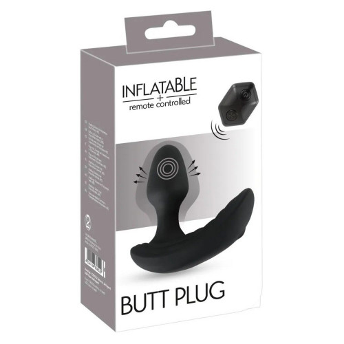 Черный вибростимулятор простаты Butt Plug с функцией расширения - 10,7 см. (черный)