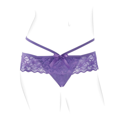 Фиолетовые трусики с вибропулей и пультом Crotchless Panty Thrill-Her (фиолетовый|S-M-L)