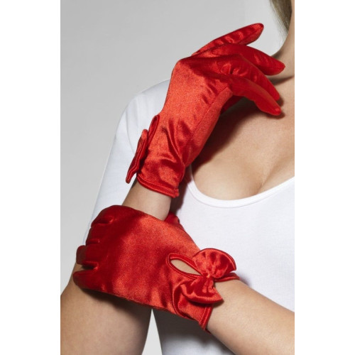 Атласные перчатки с бантом (красный|S-M-L)