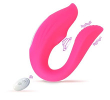 Розовый вибратор для пар «Оки-Чпоки» с вакуумно-волновой стимуляцией клитора (розовый)