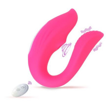 Розовый вибратор для пар «Оки-Чпоки» с вакуумно-волновой стимуляцией клитора (розовый)