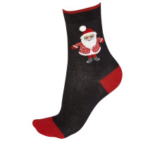 Новогодние хлопковые носки с Сантой Клаусом Christmas Socks (черный|S-M-L)