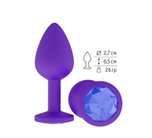 Фиолетовая силиконовая пробка с синим кристаллом - 7,3 см. (синий)