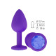 Фиолетовая силиконовая пробка с синим кристаллом - 7,3 см. (синий)