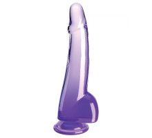 Фиолетовый фаллоимитатор с мошонкой на присоске 10’’ Cock with Balls - 27,9 см. (фиолетовый)