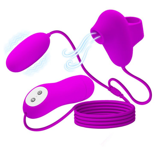 Лиловый вакуумный стимулятор клитора с виброяйцом (лиловый)