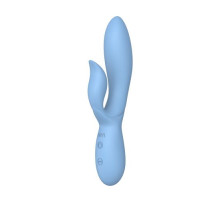 Голубой вибратор-кролик из силикона Isida - 21 см. (голубой)