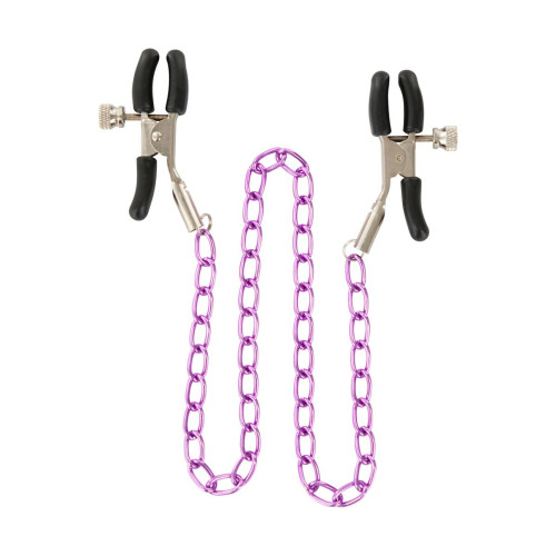 Зажимы для сосков Nipple Chain Metal на фиолетовой цепочке (фиолетовый)