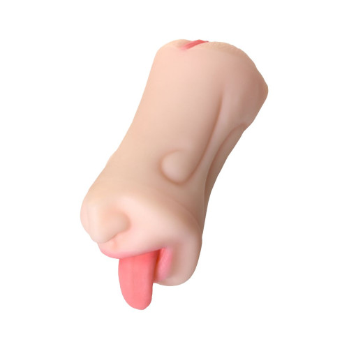 Телесный двусторонний мастурбатор Fruity Tongue - ротик и вагина (телесный)