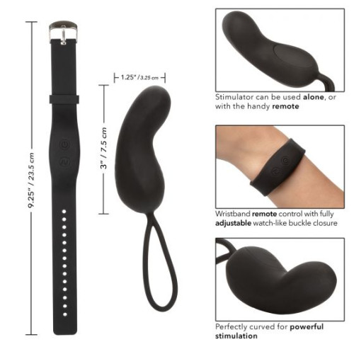 Черное виброяйцо с браслетом-пультом Wristband Remote Curve (черный)