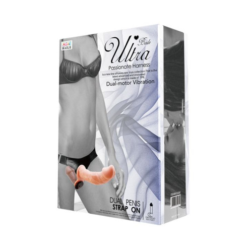 Женский телесный страпон с вагинальной вибропробкой Ultra - 17,5 см. (телесный)