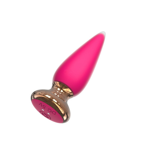 Розовая анальная вибропробка Anal Plug с пультом ДУ - 12 см. (розовый)