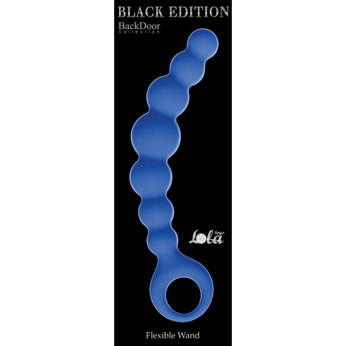 Синяя упругая анальная цепочка Flexible Wand - 18 см. (синий)